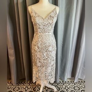DB studio bridal crochet lace overlay midi dress. Size 2